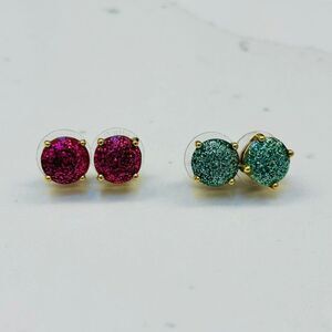 Kate spade glitter gumdrop earrings pink turquoise (2) pairs